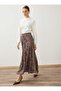 Shawl Patterned Chiffon Skirt - Brown Patterned - - 2