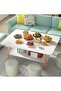 2-Tier Oval Coffee Table, Center Table with Open Shelf & Wood Legs for Home Office