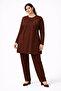 Women's mid-life regular fit two-thread combed cotton tunic and pants two-piece set 4389
