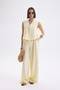 Shonas Lace Detail Yellow Vest Pants Set - 6