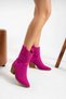 Handy Women's Western Cowboy Heeled Suede Laser Cut Perforated Summer Boots-Fuchsia - 3