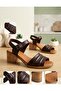 İç Dış H Genuine Leather Low Heel Brown Women's Sandals - 5