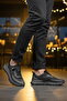 Black Lace-Up Men's Casual Shoes - 3
