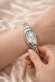Gummy Numeral Oval Vertical Case Silver Women's Wristwatch - 4
