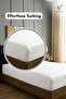 3-Piece Striped Fitted White Bed Sheet Set with 2 Pillowcases, Soft Breathable Bedding - 2