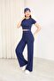 Women's Modal Fabric Crew Neck Short Sleeve Cropped Bottom Top Set