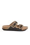 Black Anatomical Double Striped Women's Flat Slippers