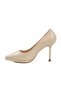 Beige Heeled Women's Evening Dress Shoes - 4