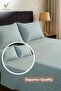 3-Piece Striped Fitted Pastel Green Bed Sheet Set with 2 Pillowcases, Soft Breathable Bedding - 3