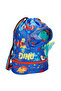Dinosaur Patterned Blue Ruched Kindergarten Bag Grade - 2
