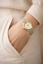Uggys Minimal Green Leather Corded Gold Case Round Women's Wristwatch - 6