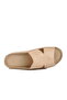 Beige Genuine Leather Women's Flat Slippers - 4