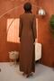 Brown Crew Neck Stone Embroidered Evening Dress - 5