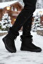 Black Fur-Trimmed Women's Flat Boots - 3