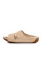Beige Genuine Leather Women's Flat Slippers - 2