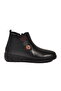 Black Genuine Leather Women's Flat Boots - 2