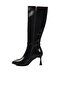Black Fur-Lined Zippered Women's Heeled Boots - 2
