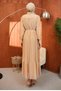 Beige Waist Belted Tulle Detail Dress - 5