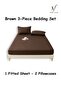 3-Piece Striped Fitted Bed Sheet Set with 2 Pillowcases, Soft Breathable Bedding - 6