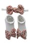 - Anika Socks & Ribbon Bow Headband Set - Floral Red - 2