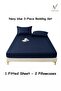 3-Piece Striped Fitted Dark Blue Bed Sheet Set with 2 Pillowcases, Soft Breathable Bedding - 6