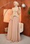 Beige Skirt Chiffon Double Evening Dress Set - 4