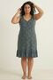 Comfortable Fit 100% Cotton Yarn V-Neck Striped Leaf Patterned Zero Sleeve Ruffled Summer Casual Women's Dress - 2