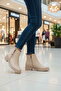 Beige Women's Heeled Boots with Fleece Inside - 3