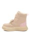 Beige Velcro Patterned Girls' Flat Boots - 4