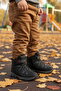 Black Fleece Zippered Boys' Flat Boots - 3