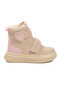 Beige Velcro Patterned Girls' Flat Boots - 2