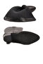 Black Genuine Leather Zippered Fleece Women's Heeled Boots - 5