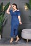 Off-The-Shoulder Tulle Detail Plus Size Stretchy Fabric Bust Ruched Slits Lace Black Midi Dress - 3