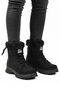 Black Zippered Lace-Up Detailed Women's Sneaker Boots with Fleece Inside - 2