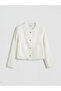 Xside Ecru Crew Neck Women's Tweed Jacket