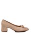 Beige Bow Women's Heeled Shoes - 2