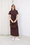 Women's Modal Fabric Crew Neck Dress with Tie Detail and Short Sleeves - 6