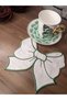 Set of 2 White Bowknot Embroidered Presentation Napkins - Special Design Coffee and Cocktail Decorative Napkins - 2