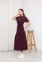 Women's Modal Fabric Crew Neck Dress with Tie Detail and Short Sleeves - 5
