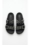 Women's Soft Orthopedic Non-Slip Sole Two to Buckled Celebrity Slippers with Pearl and Stone Accessories - 7