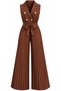 Women's Elegant Sleeveless Pleated Wide Leg Jumpsuit with Belt - 3
