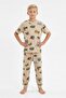 İsob Beige Bus D Patterned 100% P Cotton Boy's Pajama Set 3-12 Years 91101-91301