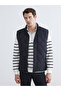 Navy Blue Standard Fit Stand Collar Men's Puffer Vest