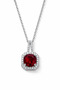 Silver Color Square Burgundy Stone Sf Chain Steel Necklace - 2