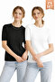 Black and White Double Short Sleeve Crew Neck S Slim Fit Women's Summer Sweatshirt - 7