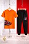 Children's Car Red Sag Yan Printed 3-Piece T-Shirt and Sweatpants Set - 3
