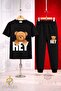 Children's Bear with Writing on His Back Printed 3-Piece T-Shirt Tracksuit Set - 2
