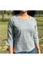 Premium grey cotton top / blouse with white ethnic prints for women-perfect for office / casual wear