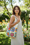 Melona Boutique Knitted Colorful Motif, Lined Ecru Handbag - 2