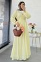 Premium Wrap Tie-Detail Cotton Vual Long Dress - Yellow